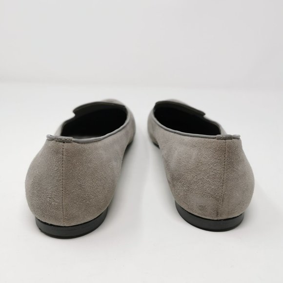 Alexander McQueen Grey Suede Flats Loafers With Sequin Skulls - Picture 7 of 10